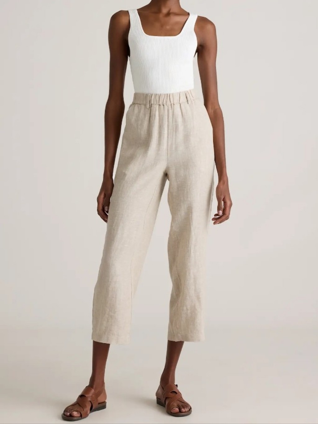 Quince 100% European Linen Pants Driftwood Women's Large Resortwear